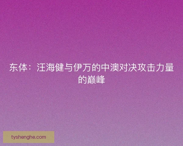 东体：汪海健与伊万的中澳对决攻击力量的巅峰