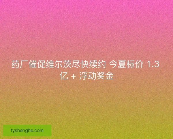 药厂催促维尔茨尽快续约 今夏标价 1.3 亿 + 浮动奖金