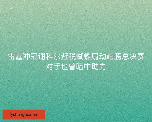 雷霆冲冠谢科尔避税蝴蝶扇动翅膀总决赛对手也曾暗中助力