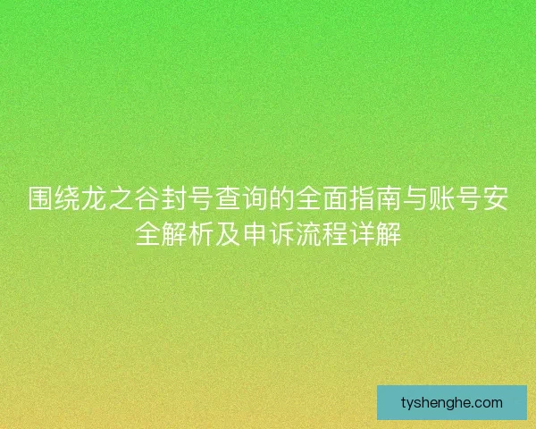 围绕龙之谷封号查询的全面指南与账号安全解析及申诉流程详解