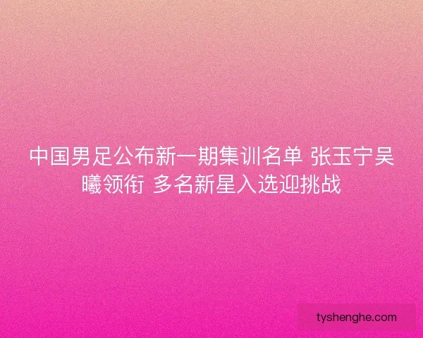 中国男足公布新一期集训名单 张玉宁吴曦领衔 多名新星入选迎挑战